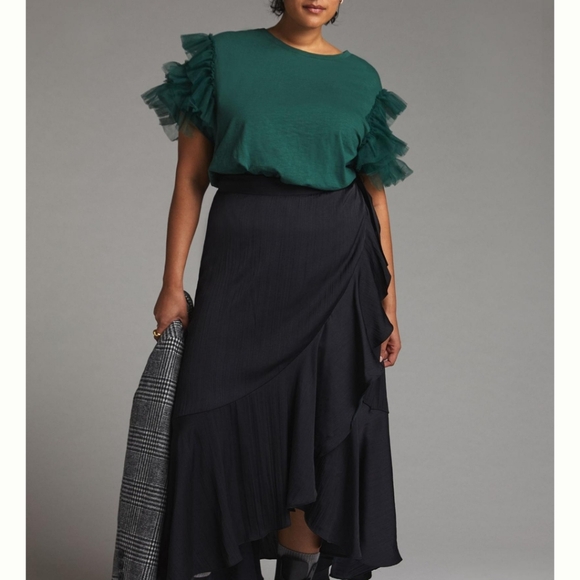 New Anthropologie Tulle Sleeve Top - Picture 2 of 4